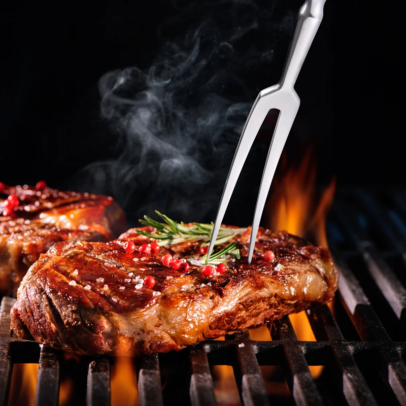 Shuangmali 2PC Roasting Fork Knife Set 5Cr15Mov Stainless Steel Barbecue Carving BBQ Meat Cutting Tool Wenge Wood Handle Cleaver - купить по