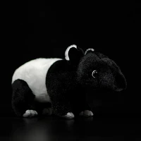 new cute asian asiatic tapir stuffed plush toy malayan indian tapir doll black animals simulation real life soft kids child gift