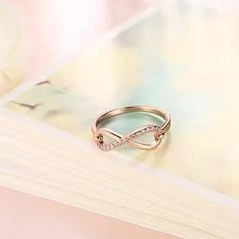 

Fashion K Gold Closed Figure 8 Diamond Ring Rose Gold Plated Jewelry AKR123-B-8 AKR123