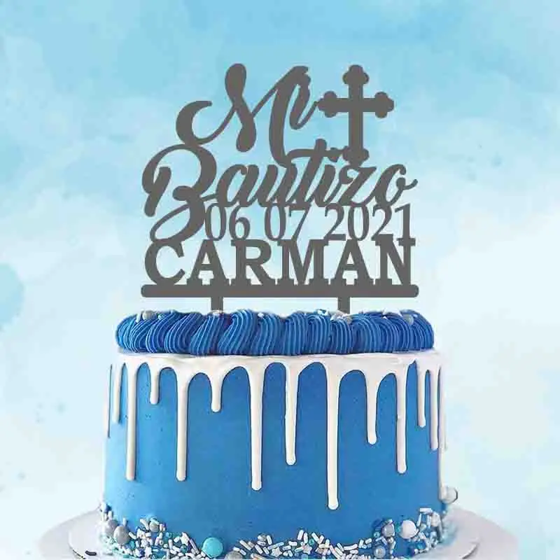 Персонализированный Топпер для торта крещения с именем на заказ испанское имя Mi