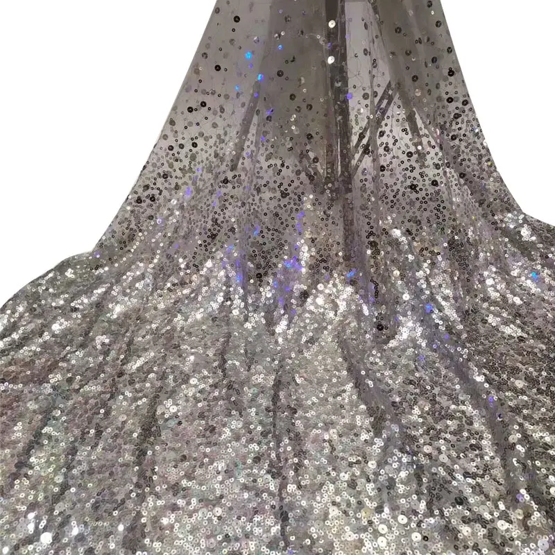 

Gold Sequined Embroidered Afrian French Net Lace Fabric Classical Design Nigerian Women Prom Evening Dresses Fabrics f200408