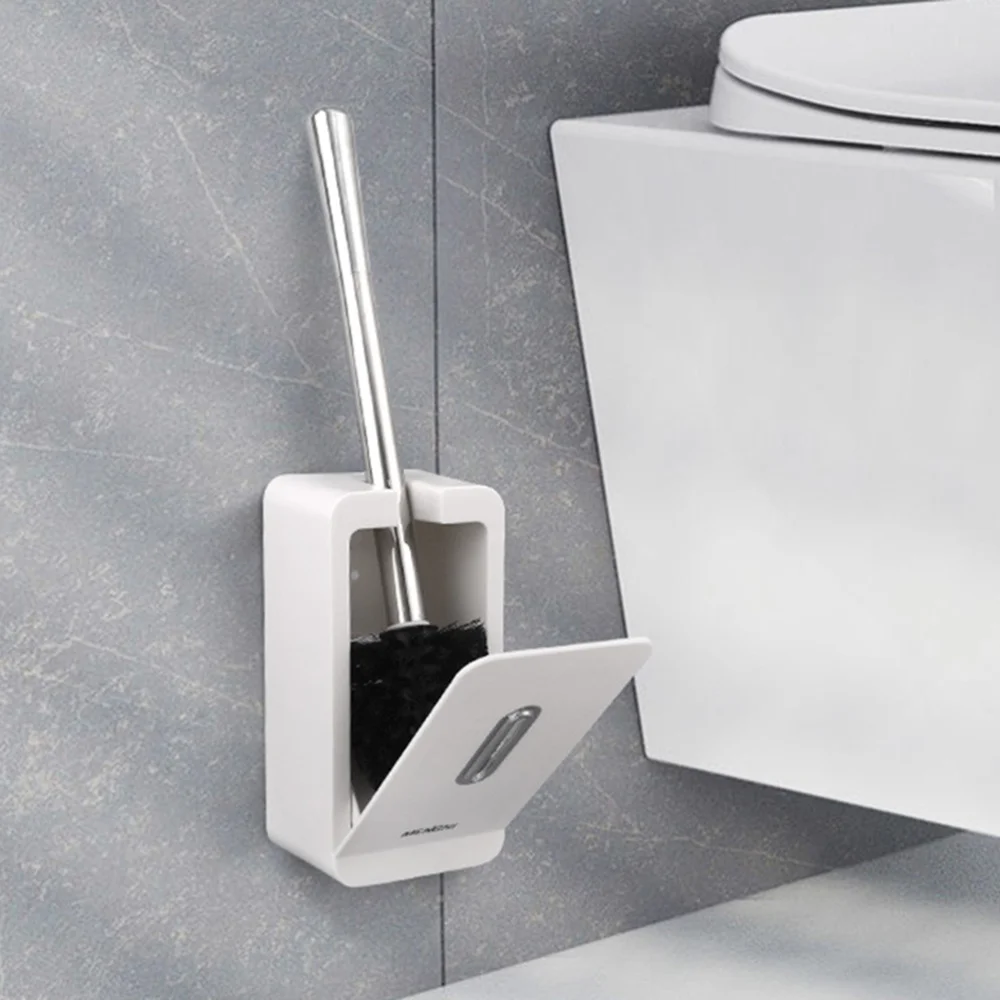 

Home Toilet Brush Set Thicken Stainless Steel and Toilet Bowl Cleaner Brush and Holder Set for Bathroom (White)