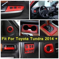 front water bottle cup holder center control gear shift panel door handle catch cover trim red for toyota tundra 2014 2021