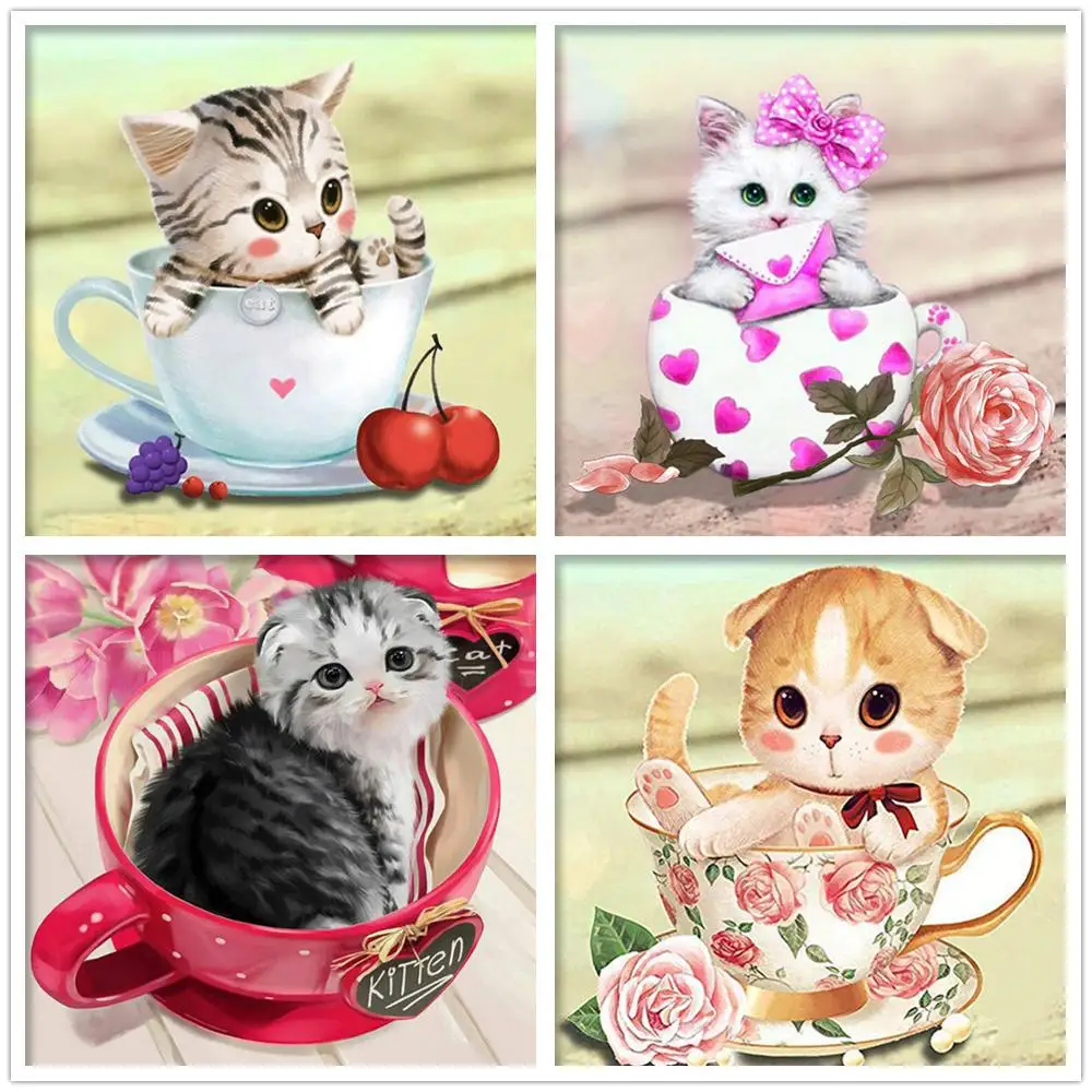 Полноразмерная алмазная живопись Мультяшные животные 5D вышивка мозаика пейзаж