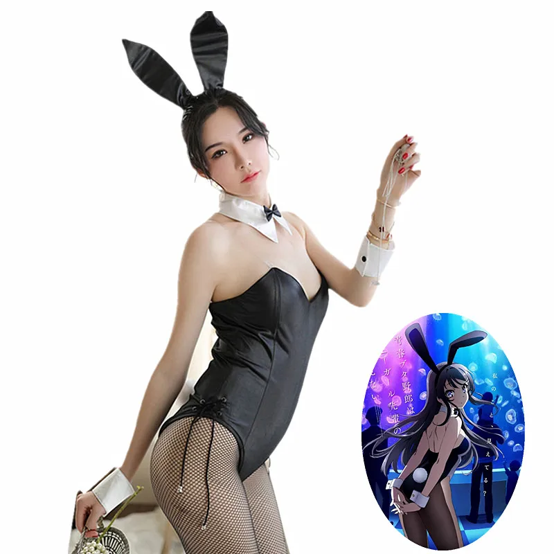 

5Pc Seishun Buta Yarou Wa Bunny Girl Senpai No Yume Wo Minai Cosplay Halloween Costume for Sexy Cute Bunny Faux Leather