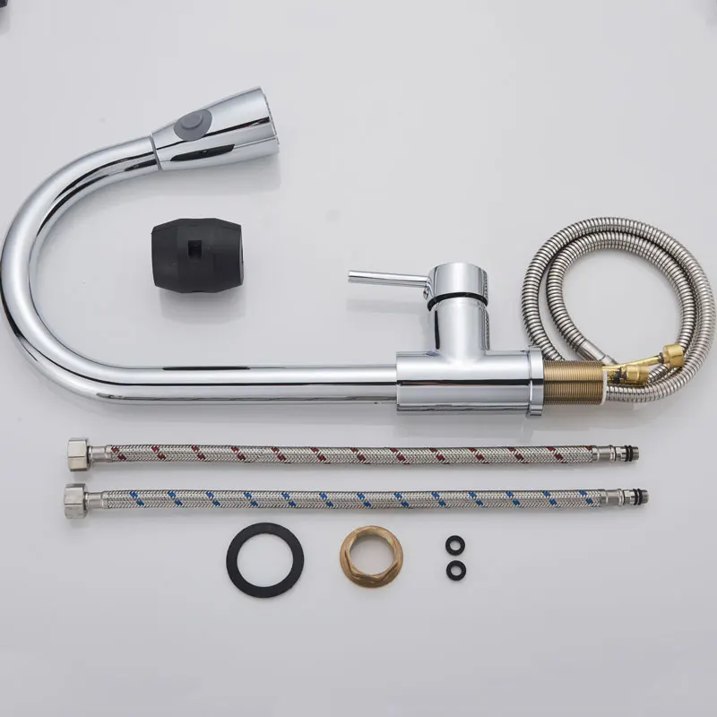 

Chrome/Nickel/Black/Gold Pull Out Kitchen Faucet 2-mode Sprayer 360 Rotation Single Handle Mixer Tap Sink Crane