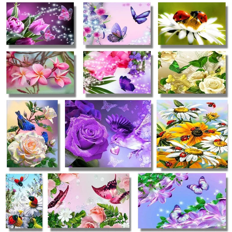 Алмазная краска бабочка цветок алмазная живопись 5D набор для алмазной