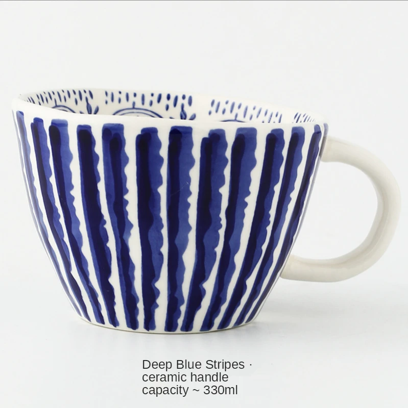 Геометрическая керамическая чашка ручная роспись большая емкость вода золотая