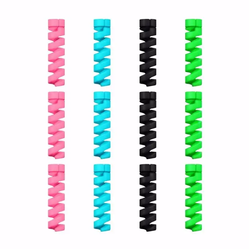 

2Pcs Charging Data Line Cable Universal Spiral Cable USB Charger Data Cable Protector Cord Wire Saver For Apple IPhone Xiaomi
