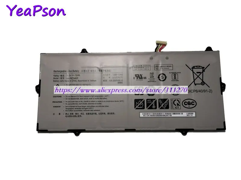 Yeapson 11 5 в 6500 мАч 75Wh натуральная AA PBTN6EP батарея для ноутбука Samsung Notebook 9 NP900X5T X05CN 900X5T