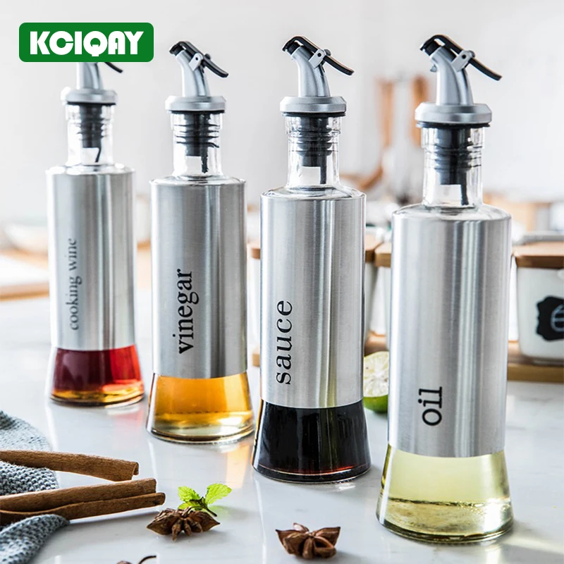 

Cooking Seasoning Oil Bottle Sauce Bottle Container Creative Oil Dispenser Stainless Glass Storage Bottles For Oil Sauce Vinegar