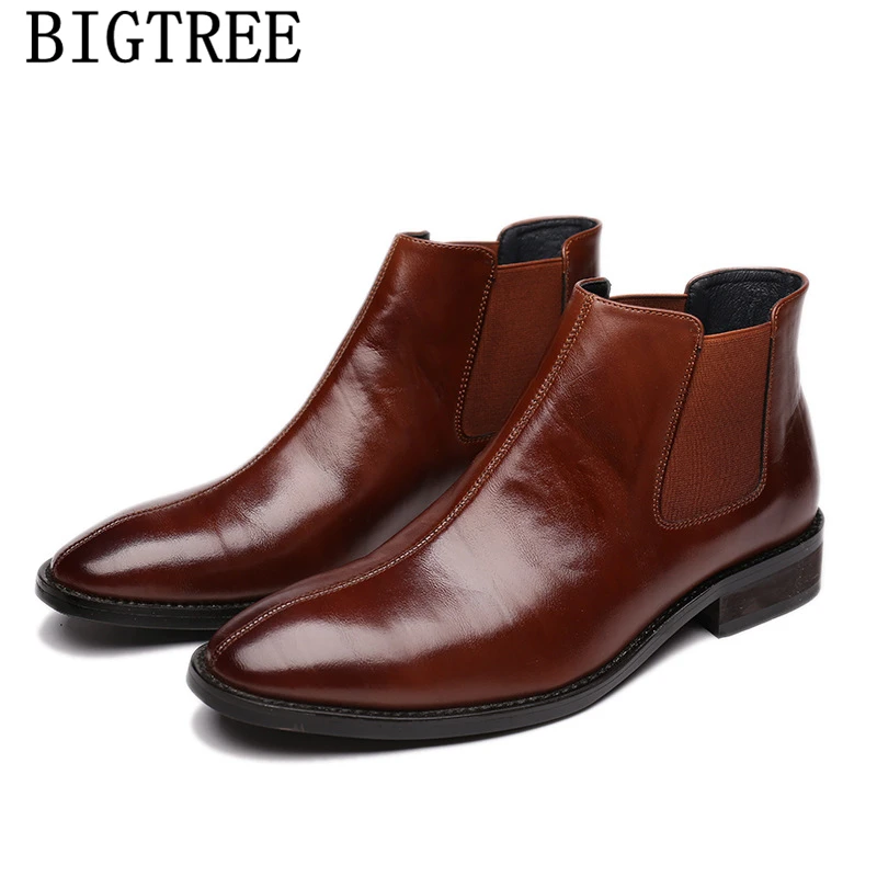 Leather Boots Men Chelsea Winter Shoes Coiffeur Italian Brand Snow Designer Chaussure Homme Buty |