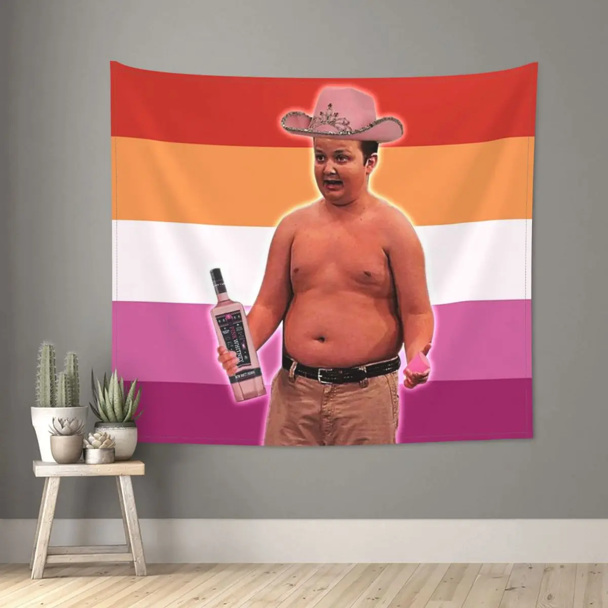 Gibby Lesbian Flag Tapestry Hippie Polyester Wall Hanging Funny Room Decor Background Cloth Psychedelic Blanket | Дом и сад