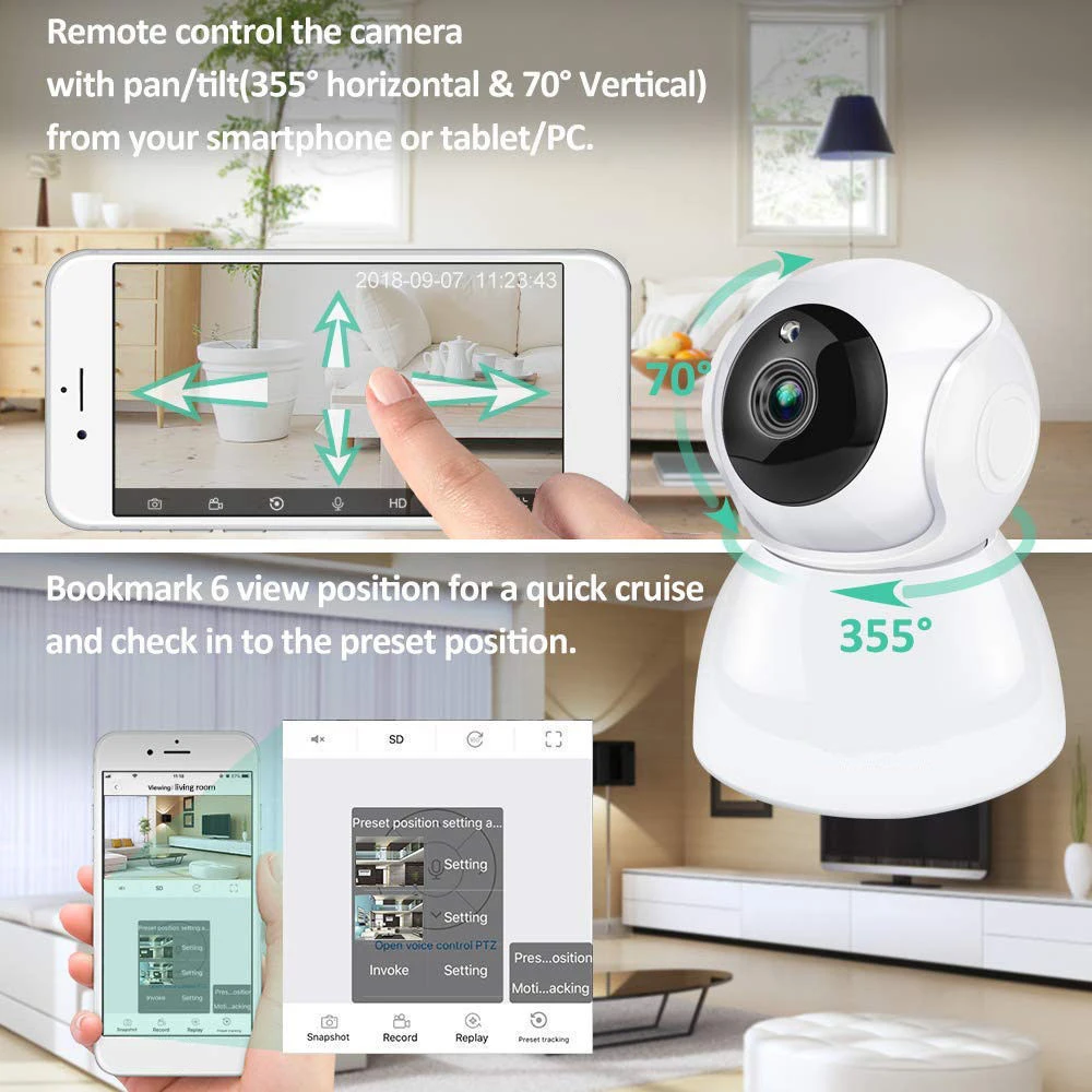 HD 720P Home Security IP Camera Two Way Audio Wireless Mini 200W/100W Night Vision CCTV WiFi Baby Monitor | Обустройство дома
