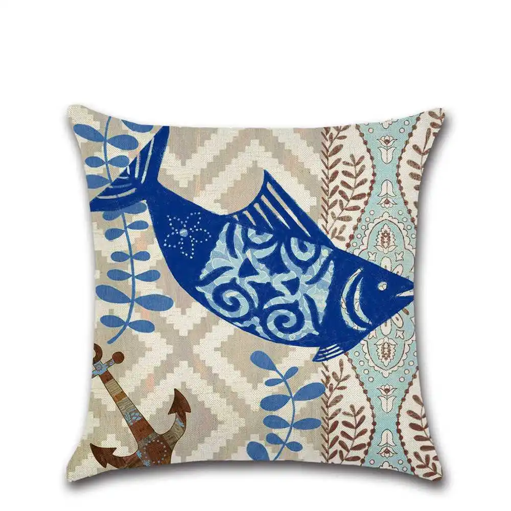 

Linen Marine Turtle Sofa Decorative Seahorse Octopus Cushion Cover Pillow Pillowcase 45*45cm Pillow Home Decor
