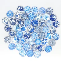 cabochons round mosaic tiles stone package blue and white glass marbles for diy craft jewelry keychain making supplies tool 12mm