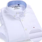Рубашка мужская оксфордская с коротким рукавом, модная дышащая удобная повседневная сорочка с воротником на пуговицах, на лето