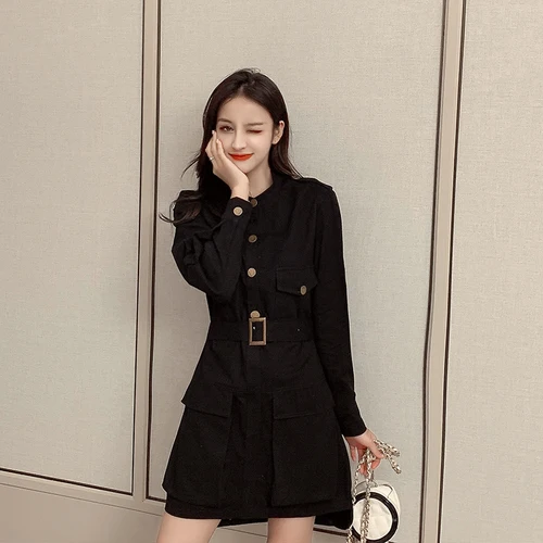 Женское джинсовое платье с длинным рукавом облегающее мини в стиле Харадзюку