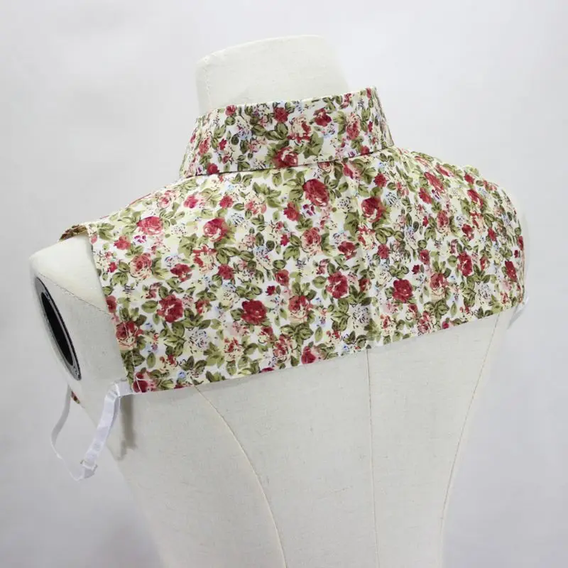 

2020 Womens Vintage Pastoral Floral Print Half-Shirt Blouse Detachable Fake Collar