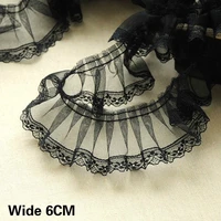 6cm wide black tulle mesh lace fabric dress clothing dolls collar trim for sewing ribbon diy appliques guipure lace accessories