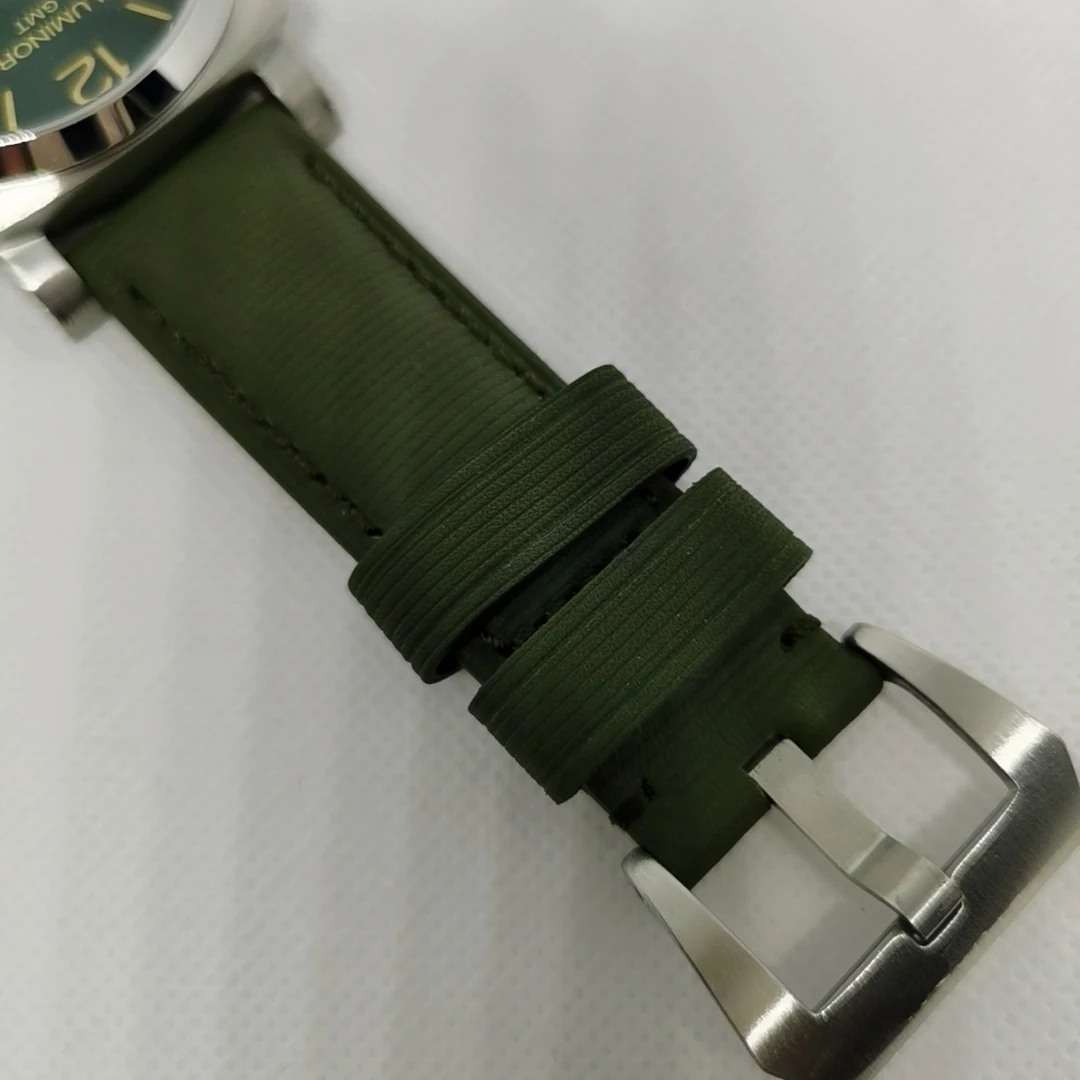 

Luxury Brand New Men Automatic Mechanical Watches Stainless Steel GMT 1950 3 Days Green Canvas Leather Luminous Watch Glass Back