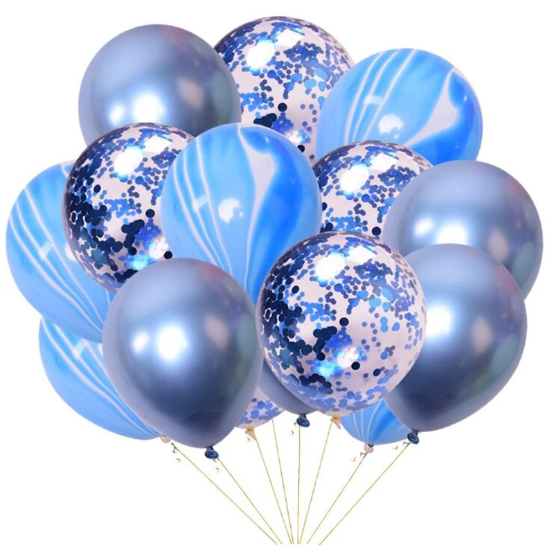 15 шт. 12 дюймов металлический Агат блестящий воздушный шар набор мраморный