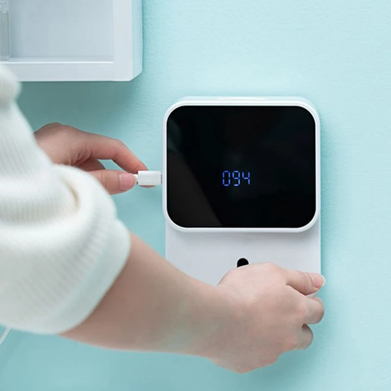 

2PcsWall Mounted Automatic Foam Soap Dispenser LED Display Automatic Induction Foaming Hand Washer Infrared Smart Sensor-ABUX