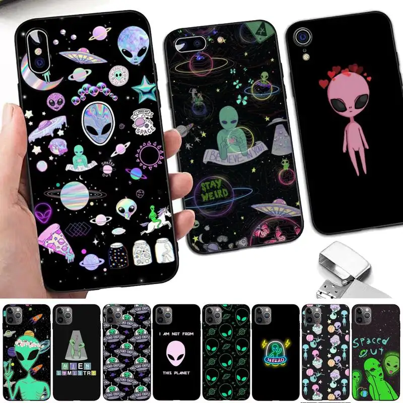 Эстетичный милый мультяшный чехол для телефона с инопланетянином космосом iphone 13