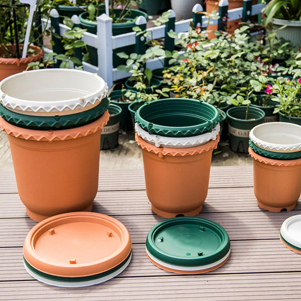 

1 Set Chinese Rose Flowerpot Gardening Planting Pot Thick Planter(Brown)