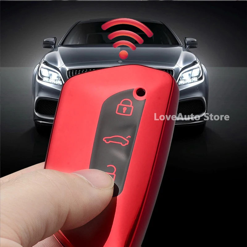 

For Skoda Octavia Pro A8 2021 2022 Car Key Case Protection Key Trim Bottons Shell Keychain Ring Cover Accessories