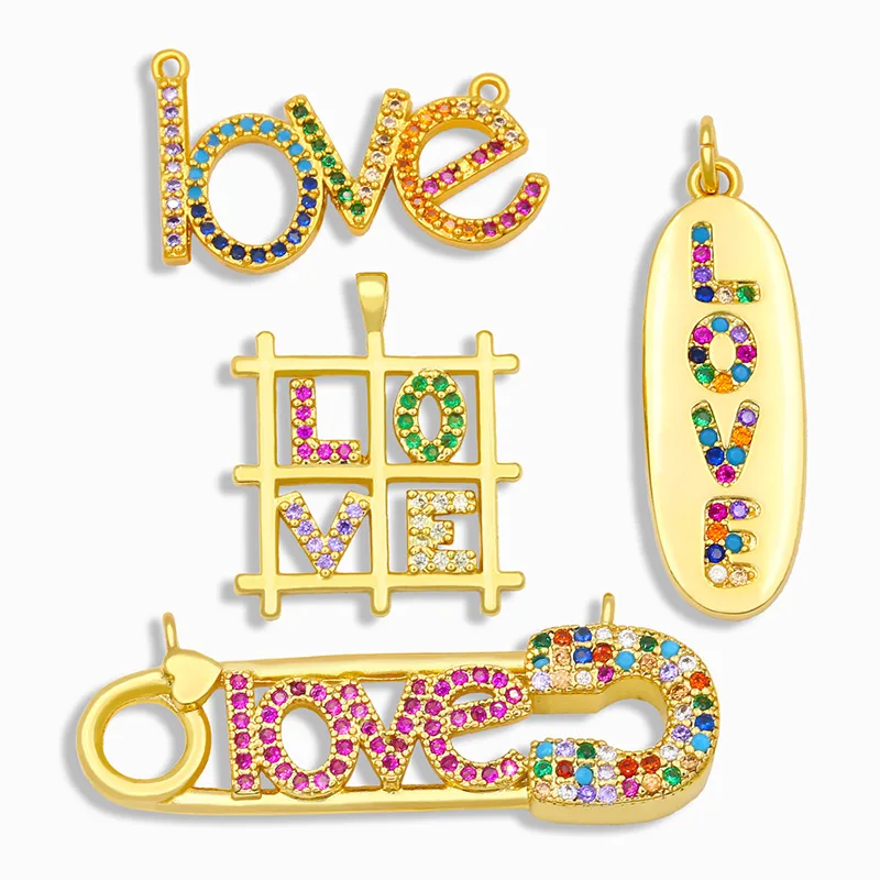

OCESRIO DIY Rainbow Love Pandent Small Oval Love Sun Pendant Supplies For Handmade Jewelry Making Accessories pdta117