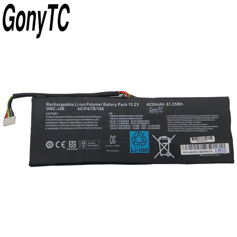 GONYTC 15 2 V 4030 mAh 61.25Wh новый оригинальный GNC J40 961TA013F ноутбука Батарея для GIGABYTE P34W P34K P34F