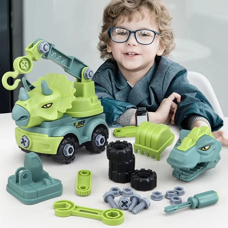 

Kids DIY Disassembly Dinosaurs Toys Engineering Truck Car Assembly Nuts Screw Boys Excavator Dump Truck Toys For Boys Gifts