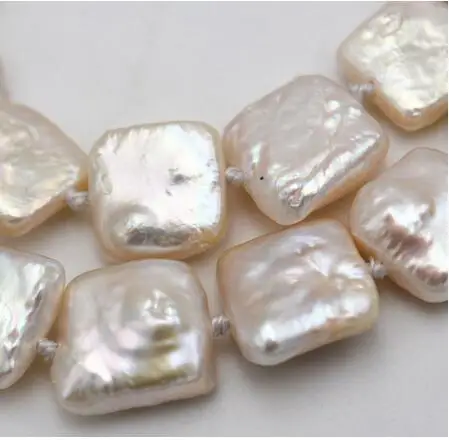 feel shipping stunning 10mm white square coin baroque pearl necklace 16.5-17inch | Украшения и аксессуары