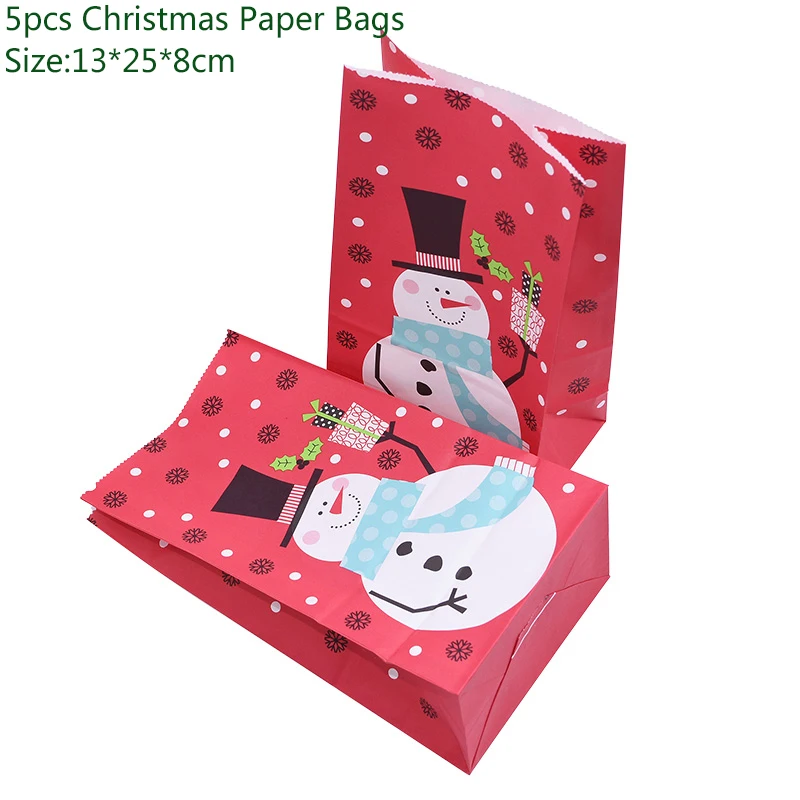 5pcs Paper Bags Украшения для рождественской вечеринки, Рождественский латексный бумажный шарик, баннеры, сделай сам, праздничные вечерние принадлежности, рождественские украшения для дома - Цвет: 5pcs Paper Bags