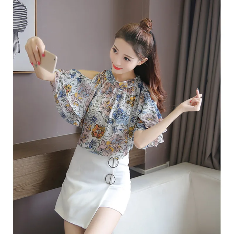 

Fashion Summer Clothes 2021 Bat Sleeve Chiffon Shirts Women Tops and Blouses Off Shoulder Top Sexy Blouse Shirt Feminina Y503