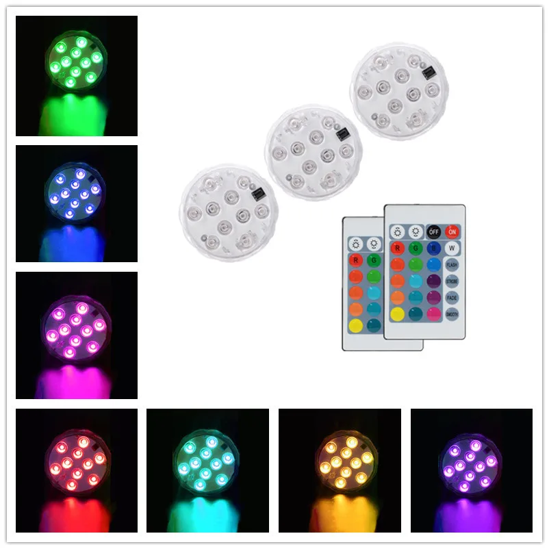 

10 LED RGB night light outdoor battery-powered underwater light garden decoration night light remote control diving light