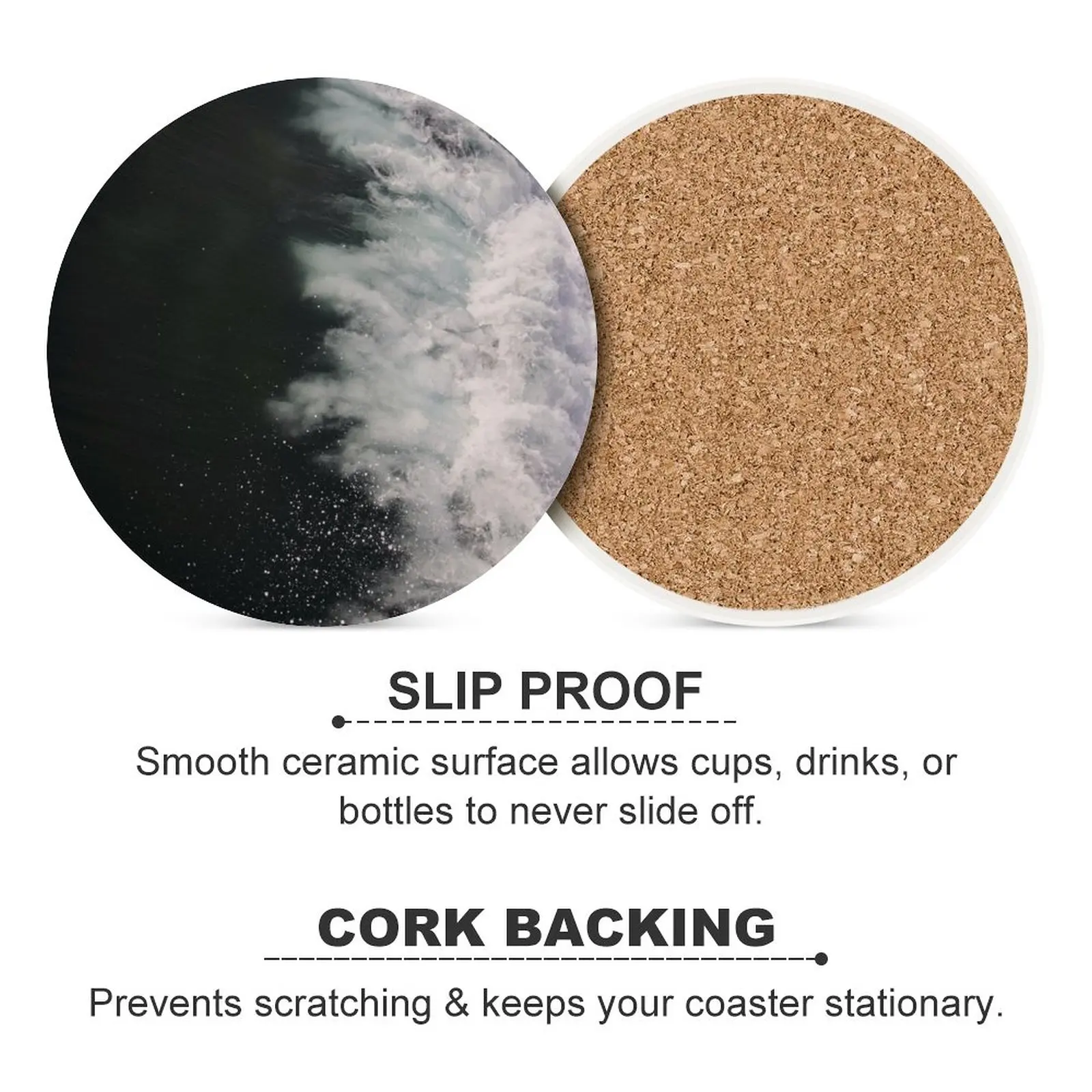 

Water Wind Wave Absorbent Drink Coasters with Holder,Housewarming Gifts for Home Decor,Suitable for Kinds of Cups,Set of 6