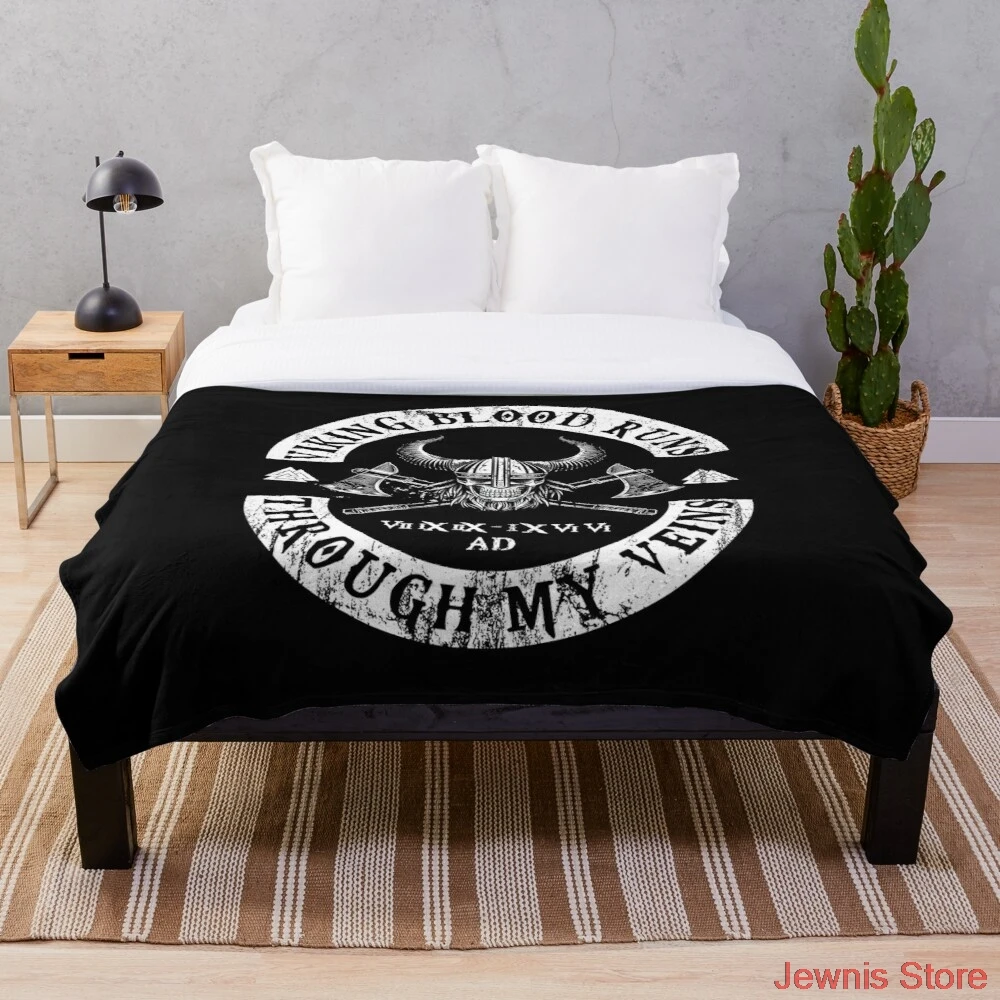 

Viking Blood Runs through my Veins Blanket Fleece Cartoon Print Children Warm Bed Throw Blanket newborn bayby Adult Blanket