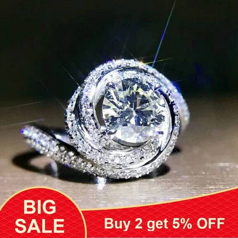 Обручальные кольца ручной работы из стерлингового серебра 925 пробы с фианитом AAAAA