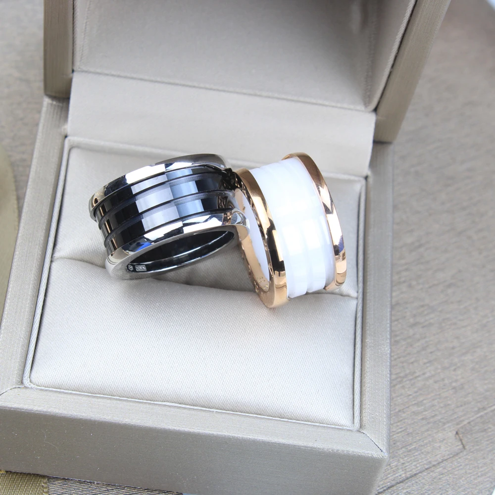 S925 серебро черно-белая керамика классические кольца обручальное кольцо золота