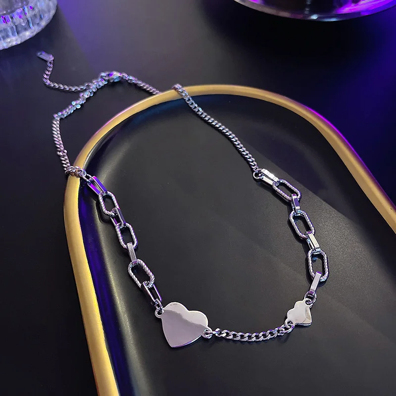 Jewelry Genuine Double-layer Titanium Steel Love Pendant Necklace for Women torque Party Trendy Statement necklace For Women