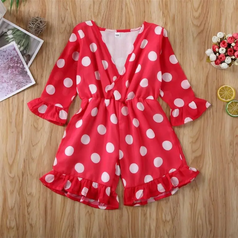 2020 Детские комбинезоны для маленьких девочек с принтом в горошек комбинезон