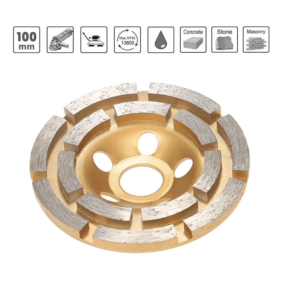 100 мм 4 &quotDiamond 2 ряда сегмент шлифовальный диск чаша Форма Grinder Кубок 20 Внутреннее