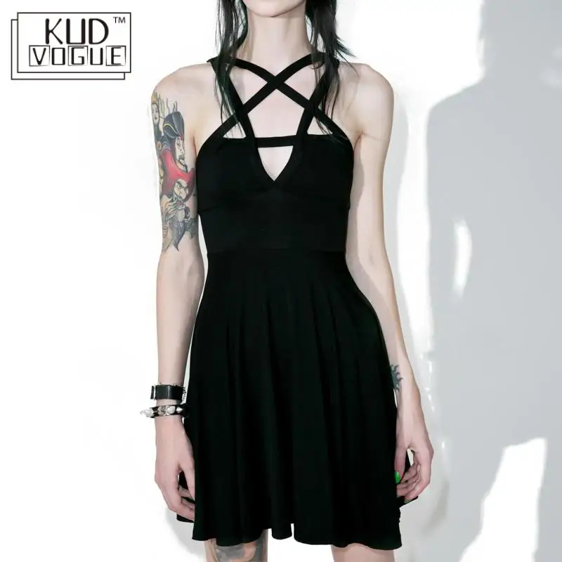 Женское винтажное платье модное готическое с пятиконечной звездой длинное