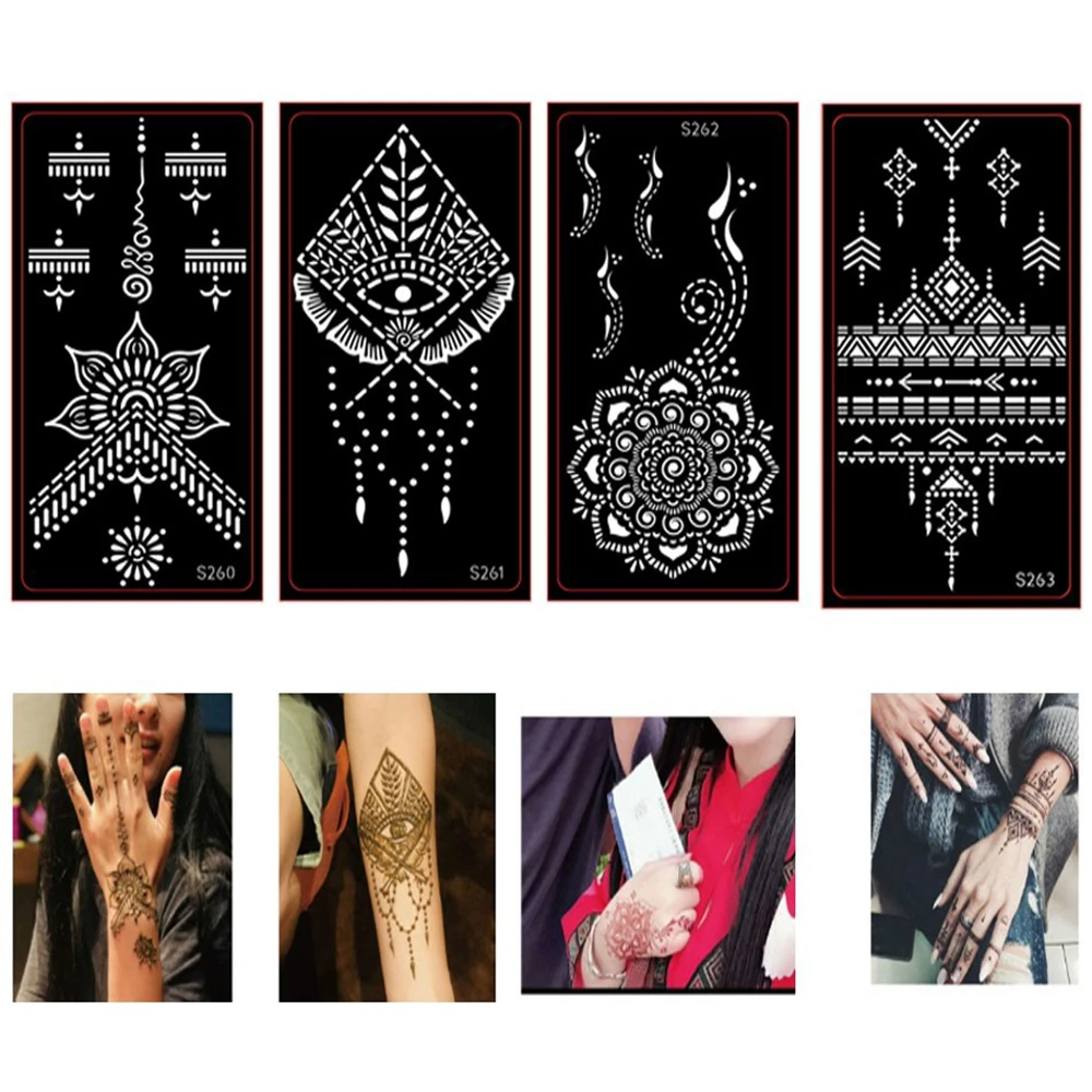 New Fashion Henna Tattoo Stencil Temporary Hand Tattoo Templates Diy Body Art Paint Sticker Template Indian Wedding Painting Kit