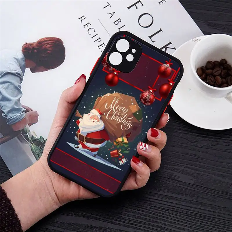 

Christmas snow beer Gift Phone Case Transparent Matte for iPhone 7 8 11 12 s mini pro X XS XR MAX Plus cover funda