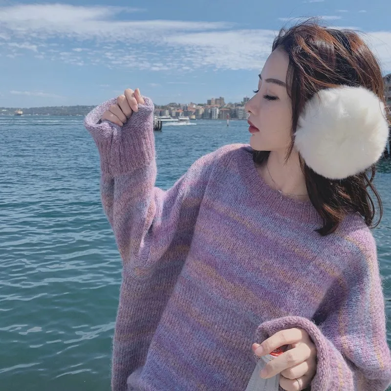 

Sweater women spring 2021 new Korean version of wild lazy knit bottoming shirt tide