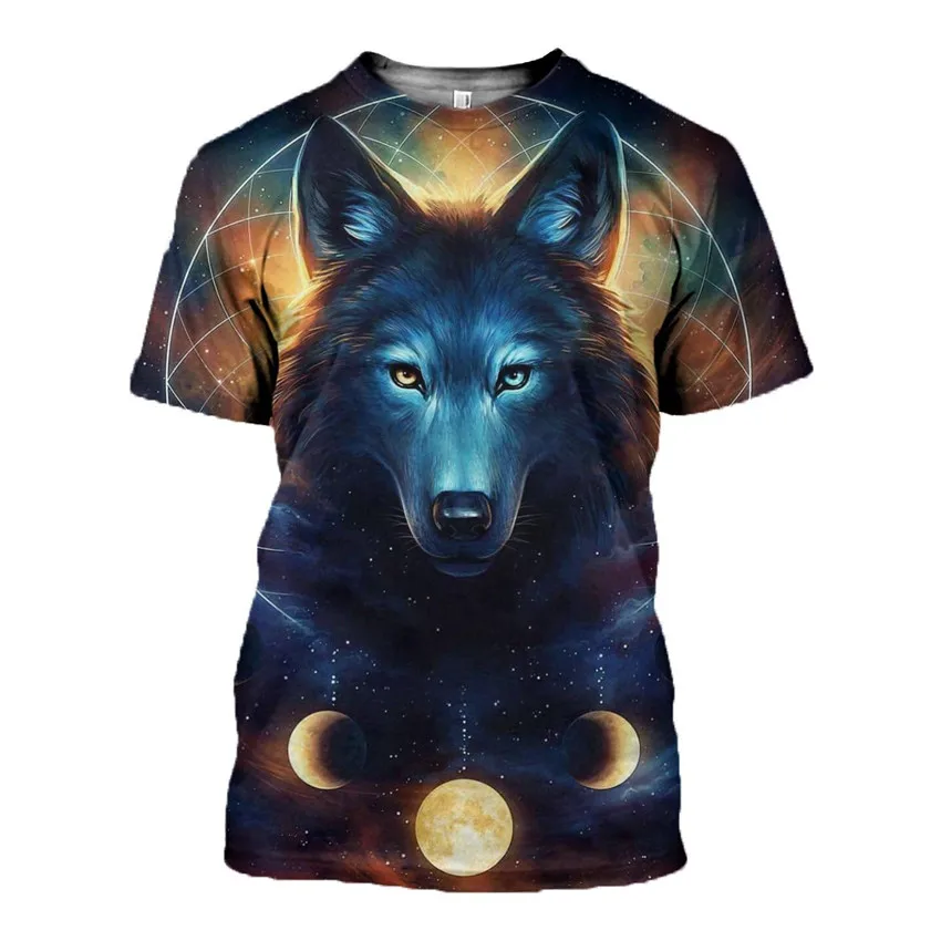 

KISSQIQI 3D Printed T-shirt 2020 New HighQuality Pattern Animal Wolf Fashion Men's Summer Short Sleeve Maximum Size 5XL