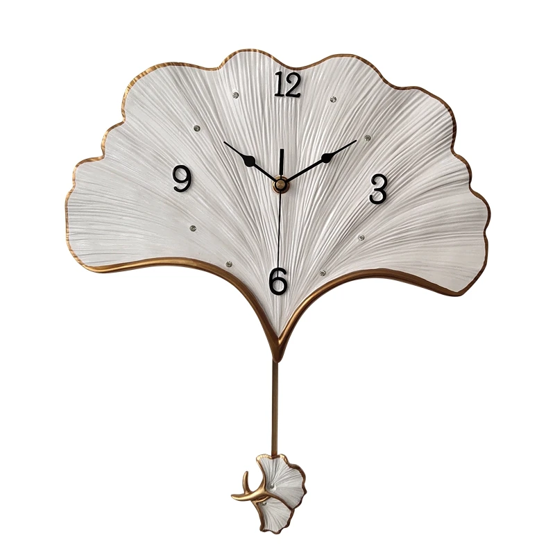 

Настенные часы Ginkgo в виде листьев, Модные индивидуальные креативные бытовые бесшумные кварцевые украшения из полимера для дома